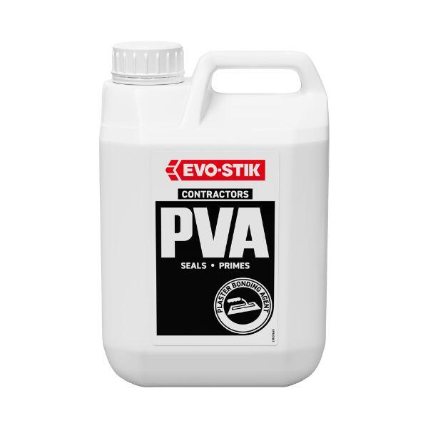 Evostik Contractors PVA bonding agent and primer in a white container, shown as a product packshot on a neutral background for sealing, priming and improving adhesion in construction applications.