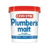 Evostik Plumber’s Mait non-setting putty tub shown as a product packshot on a neutral background, highlighting a waterproof, permanently flexible seal for sanitary joints and plumbing applications.